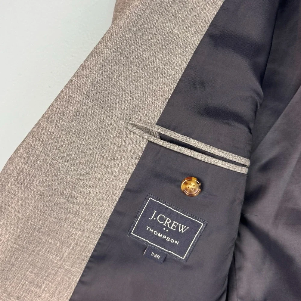 J. Crew Thompson Mens 38 Reg Gray Two Button Wool Blend Blazer Sport Coat FLAW